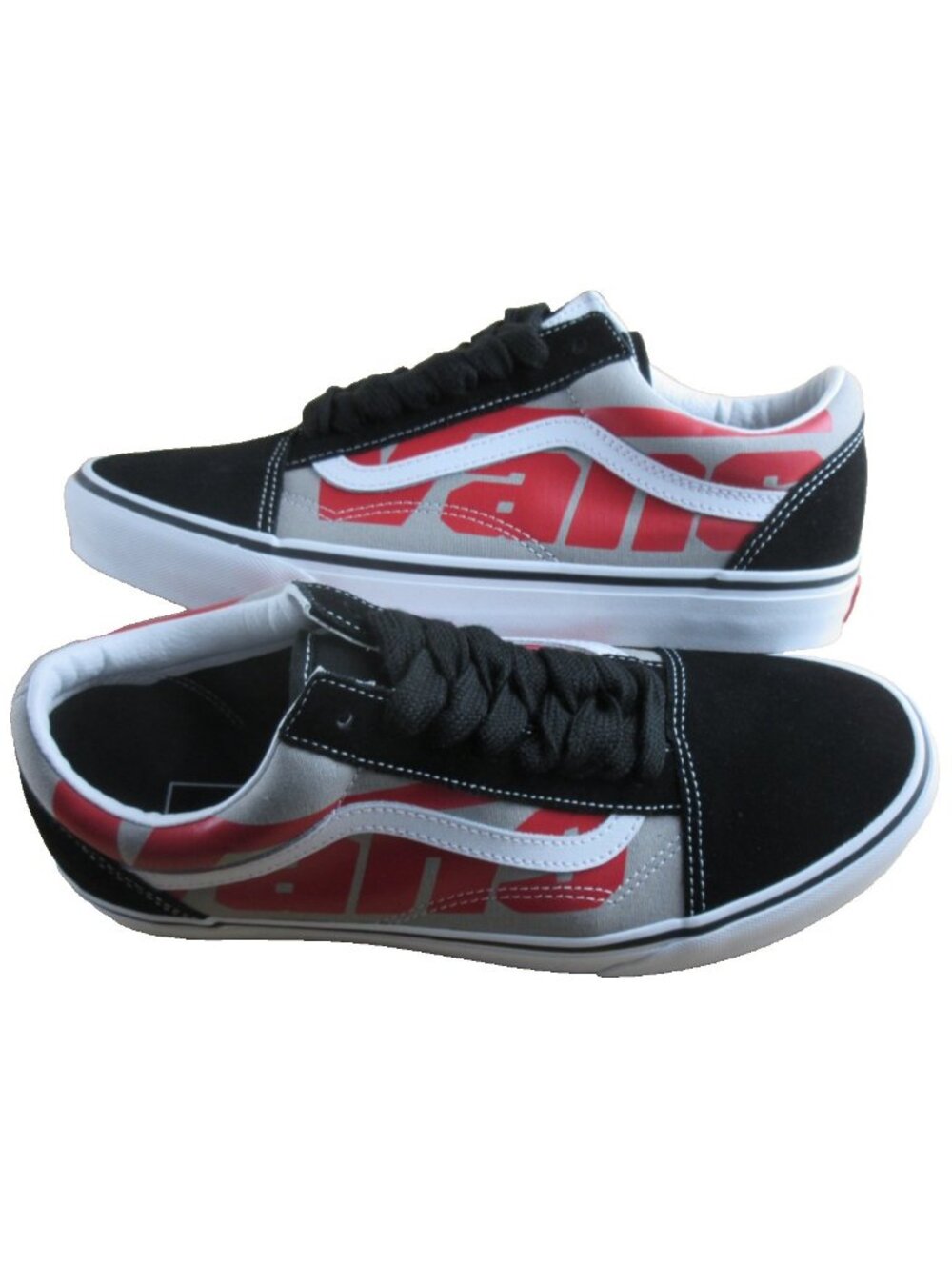 Vans Men's Old Skool Jumbo VANS Logo Black White Red Canvas Suede shoes Size 9.5 - Picture 1 of 7
